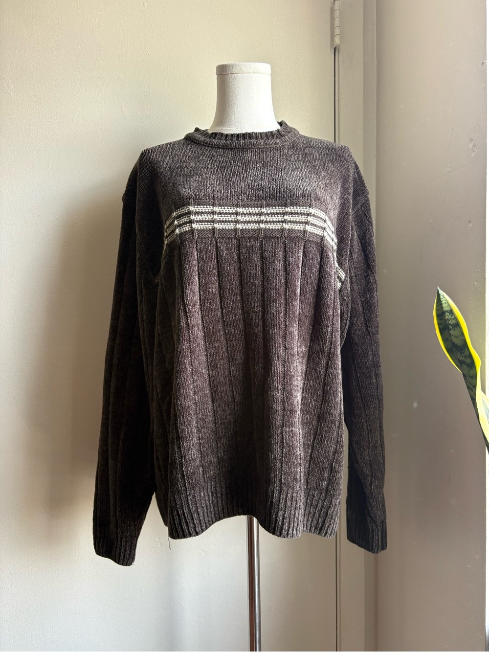 vintage croft & barrow brown chenille grandpa sweater